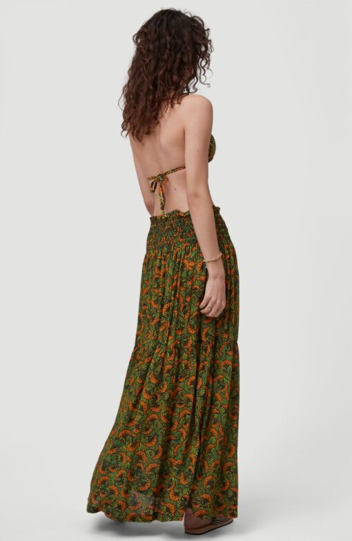 Falda larga O'NEILL casual cintura fruncida para mujer CITIZEN WOVEN LONG SKIRT Yellow/Green Ref. 1A7806 amarilla/verde estampada