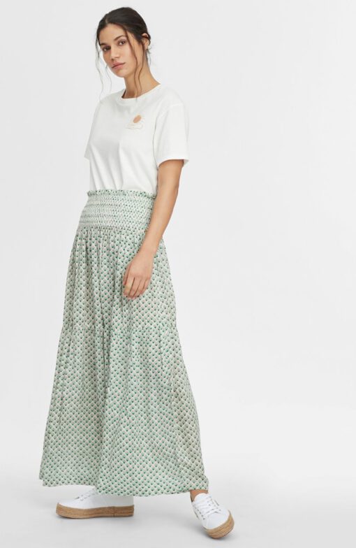 Falda larga O'NEILL casual cintura fruncida para mujer CITIZEN WOVEN LONG SKIRT Green Ref. 1A7806 verde estampada