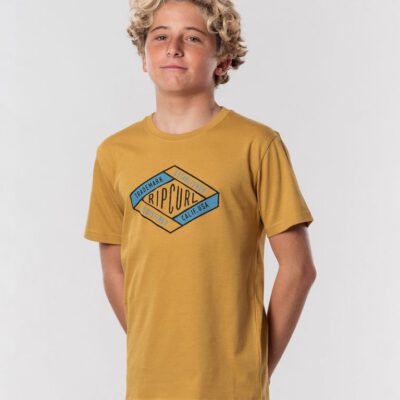 Camiseta RIP CURL manga corta niño surfera D'Ams Short Sleeve Tee Boy Mustard Ref. KTEXT4 amarillo mostaza