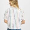 Camiseta top KARL KANI manga corta para mujer SIGNATURE PINSTRIPE TEE WHITE Ref. KKWQ12117WTH blanca rayas colores