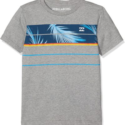 Camiseta BILLABONG surfera manga corta niño surfera SPINNER TEE SS Grey Heather Ref. C2SS15 gris logo tropical