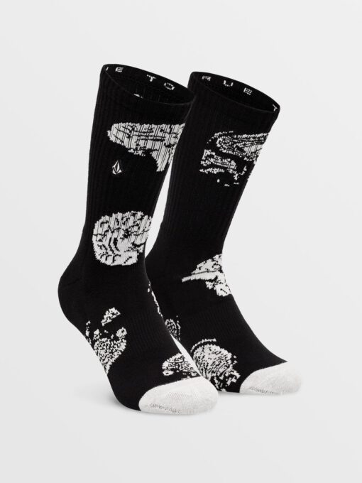 Calcetines VOLCOM unisex tobilleros punto VIBES - BLACK ON BLACK Ref. D6302003 negro/blanco