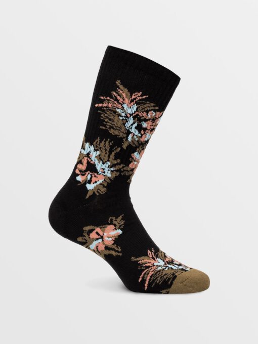 Calcetines VOLCOM unisex tobilleros punto VIBES - BLACK PRINT Ref. D6302003 negro estampado floral