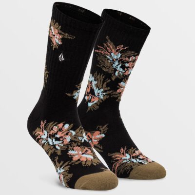 Calcetines VOLCOM unisex tobilleros punto VIBES - BLACK PRINT Ref. D6302003 negro estampado floral