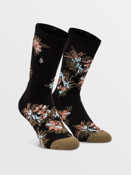 Calcetines VOLCOM unisex tobilleros punto VIBES - BLACK PRINT Ref. D6302003 negro estampado floral