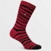 Calcetines VOLCOM unisex hasta tobilleros punto VIBES - CARMINE RED Ref. D6302003 Rojo/negro