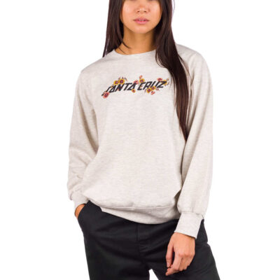 Sudadera SANTA CRUZ Mujer cuello redondo POPPY STRIP JERSEY(ATHLETIC HEATHER) Ref. SCA-WCR-0301 blanco flores