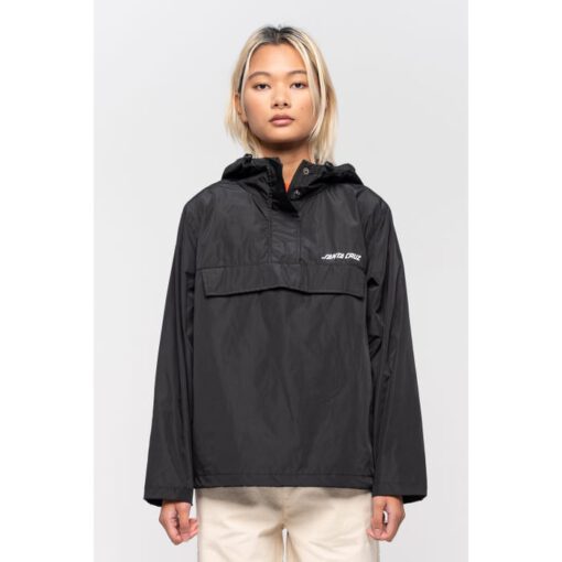 Chubasquero SANTA CRUZ Mujer con capucha Classic Outlaw Jacket Black Ref. SCA-WJA-0296 Negra logo blanco