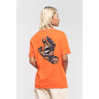 Camiseta SANTA CRUZ manga corta Poppy Hand T-Shirt Burnt Red Ref. SCA-WTE-1121 naranja puño espalda