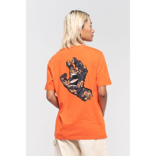 Camiseta SANTA CRUZ manga corta Poppy Hand T-Shirt Burnt Red Ref. SCA-WTE-1121 naranja puño espalda