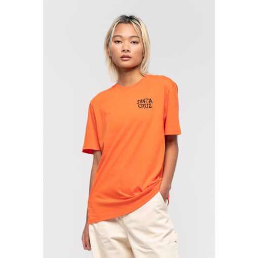 Camiseta SANTA CRUZ manga corta Poppy Hand T-Shirt Burnt Red Ref. SCA-WTE-1121 naranja puño espalda