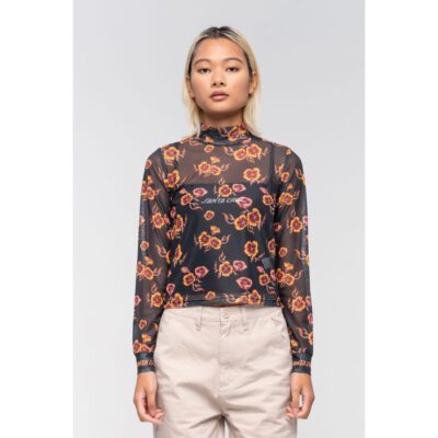 Camiseta SANTA CRUZ Top de malla Poppy mesh top Poppy print Ref. SCA-WTE-1152 transparente negro/flores