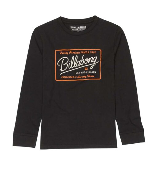 Camiseta BILLABONG surfera manga larga niño surfera Baldwin Boy tee ls Black Ref. F2LS08 negra logo pecho