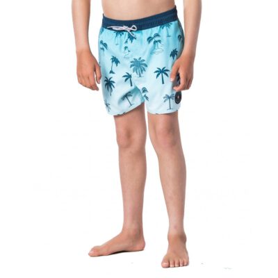 Bañador RIP CURL surfero niño Short elástico Funny Volley Boy Teal Ref. KBOGB4 Azul palmeras