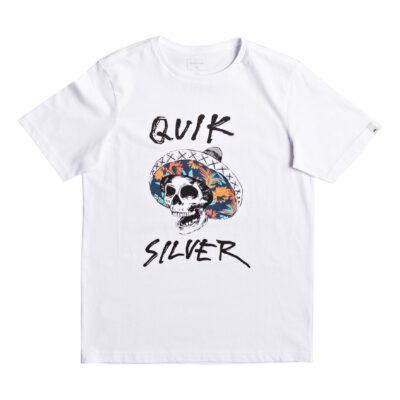 Camiseta QUIKSILVER manga corta niño surfera Classic El Bronco white (wbb0) Ref. EQBZT03630 blanca calavera
