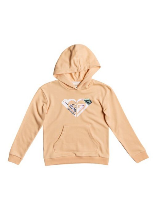 Sudadera ROXY de tejido orgánico con capucha para niña Indian Poem APRICOT ICE (nez0) Ref. ERGFT03615 naranja albaricoque logo pecho