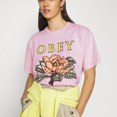 Camiseta manga corta OBEY chica Lotus flower Pink Ref. 9056800 rosa palo flores pecho