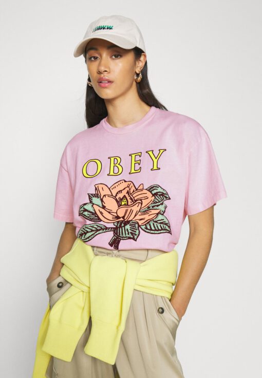 Camiseta manga corta OBEY chica Lotus flower Pink Ref. 9056800 rosa palo flores pecho