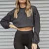 Top corto AMUSE SOCIETY manga larga para mujer MELO L/S KNIT Ref. AF02OMEL carbón