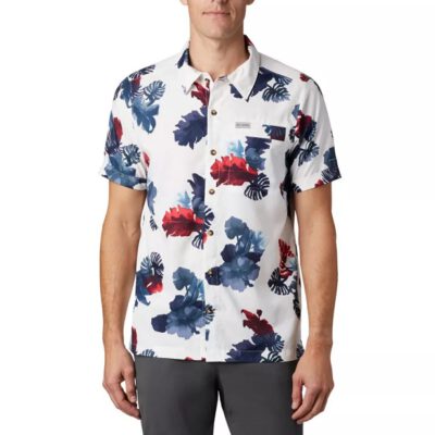 Camisa COLUMBIA manga corta para hombre Outdoor Elements™ White Tropical Ref. 1884891100 blanca flores tropical