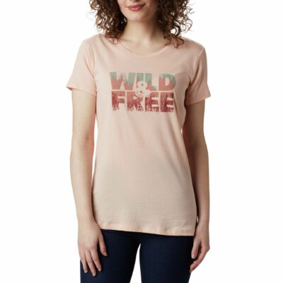 Camiseta COLUMBIA manga corta para mujer Hidden Lake™ Crew Tee Peach Ref. 1885923870 Rosa palo logo pecho