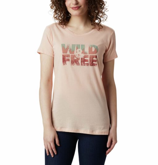 Camiseta COLUMBIA manga corta para mujer Hidden Lake™ Crew Tee Peach Ref. 1885923870 Rosa palo logo pecho