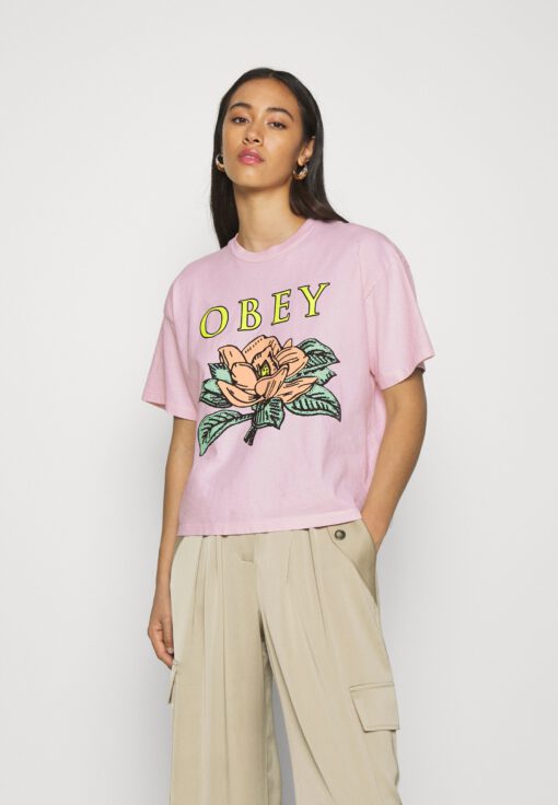 Camiseta manga corta OBEY chica Lotus flower Pink Ref. 9056800 rosa palo flores pecho