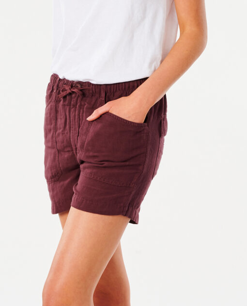 Pantalón lino RIP CURL corto práctico y cómodo para Mujer Shorts Panoma Maroon Ref. GWACB9 granate