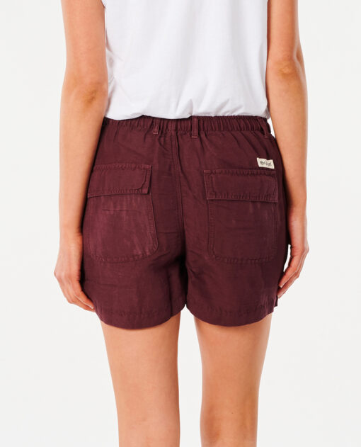 Pantalón lino RIP CURL corto práctico y cómodo para Mujer Shorts Panoma Maroon Ref. GWACB9 granate