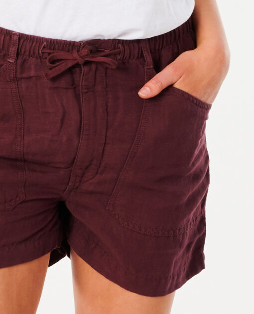 Pantalón lino RIP CURL corto práctico y cómodo para Mujer Shorts Panoma Maroon Ref. GWACB9 granate