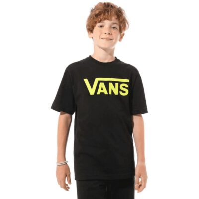 Camiseta VANS manga Corta niño classic Boys Black Ref. VN000IVFW08 negra con logo amarillo