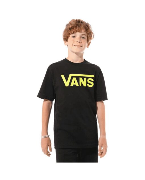 Camiseta VANS manga Corta niño classic Boys Black Ref. VN000IVFW08 negra con logo amarillo