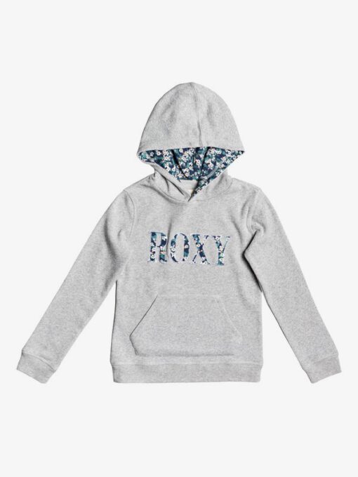 Sudadera ROXY niña con capucha Hope You Know HERITAGE HEATHER (sgrh) Ref. ERGFT03563 gris logo flores