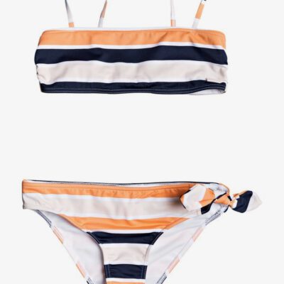 Conjunto de Bikini ROXY dos piezas niña Made For ROXY CADMIUM ORANGE PONG STRIPES S (nhj3) Ref. ERGX203266 rayas blanco