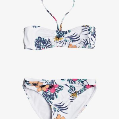 Conjunto de Bikini ROXY dos piezas niña bandeau Love Waimea (wbb4) Ref. ERGX203303 blanco flores