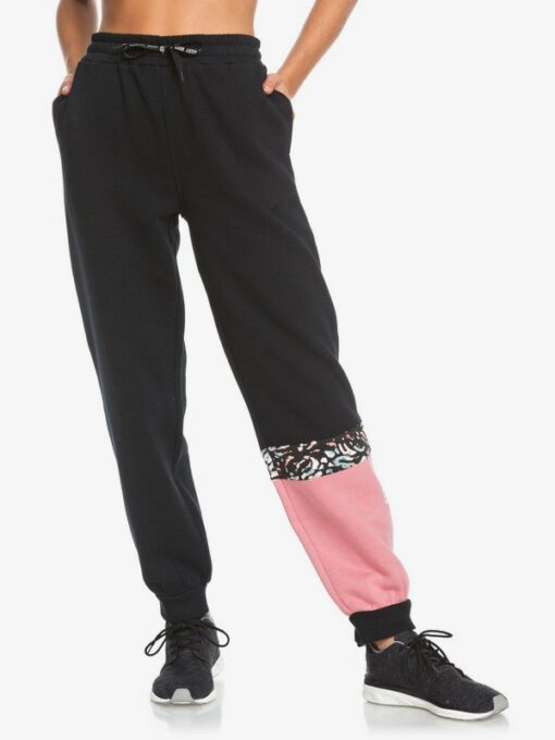 Pantalón de Chándal ROXY gym para Mujer Modern Tale ANTHRACITE (kvj0) Ref. ERJFB03267 negro detalles rosas