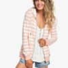 Sudadera ROXY Capucha y Cremallera para Mujer Trippin (mfgs) Ref. ERJFT03934 rosa/blanca rayas