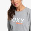 Sudadera ROXY cuello redondo Mujer Redblood Sunset HERITAGE HEATHER (sgrh) Ref. ERJFT04050 gris logo pecho