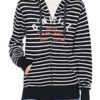 Sudadera O'NEILL con capucha y cremallera para mujer EASY FANTASTIC FZ HOODIE Ref. 8P6400 negra/blanca rayas
