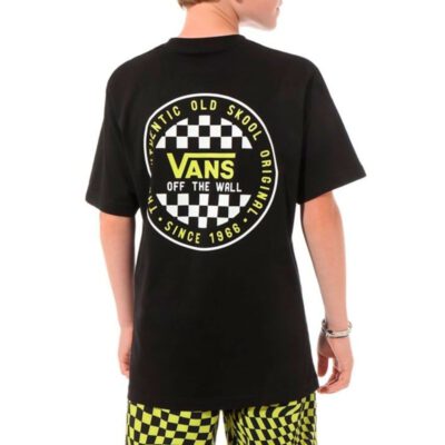 Camiseta VANS manga Corta niño CHECKER SS BOY REF. VN0A49VOW08 negra logo verde neón blanco