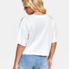 Camiseta top RVCA manga corta para mujer CROP SUPER BLOOM BOYFRIEND Ref. W3SSID blanca flores