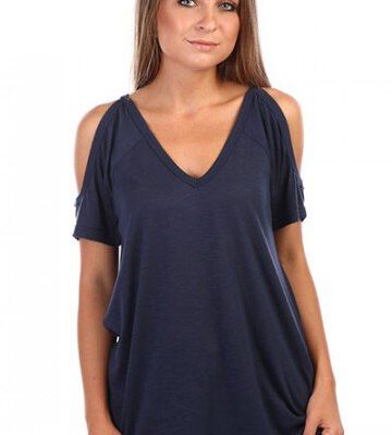 Camiseta transpirable RIP CURL manga corta para mujer SALTY COLD SHOULDER TEE MOOD INDIGO Ref. GTEVN4 azul lisa