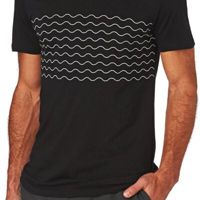 Camiseta Hombre RIP CURL manga corta Wavy Tee Black Ref. CTEWJ4 negra ondas blancas