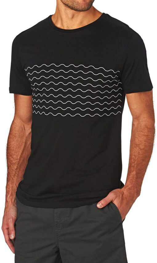 Camiseta Hombre RIP CURL manga corta Wavy Tee Black Ref. CTEWJ4 negra ondas blancas