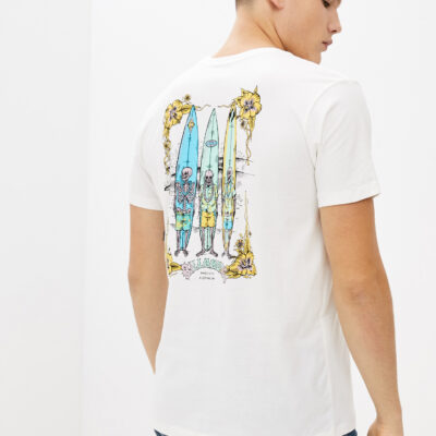 Camiseta BILLABONG surfera manga corta para hombre Charger Tee SS Snow Ref. S1SS18 blanca calaveras