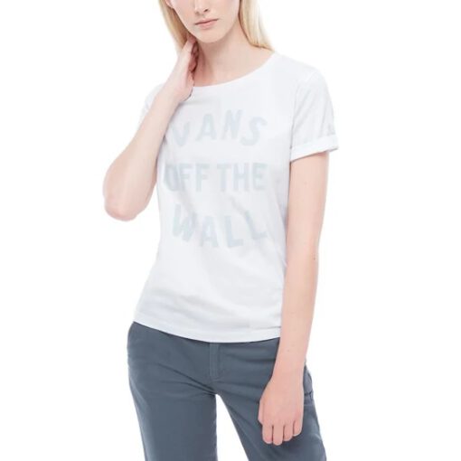 Camiseta Mujer VANS manga corta para mujer VINEYARD white Ref. VA3IQWWHT blanca logo pecho
