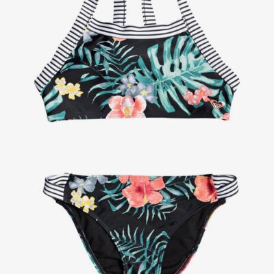 Conjunto de Bikini ROXY dos piezas Crop Top niña Happy Spring (kvj5) Ref. ERGX203195 flores/rayas