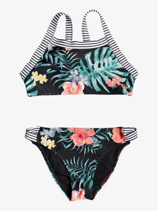 Conjunto de Bikini ROXY dos piezas Crop Top niña Happy Spring (kvj5) Ref. ERGX203195 flores/rayas