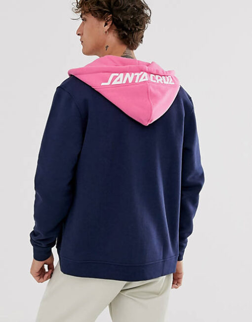 Sudadera Santa Cruz hombre con capucha y cremallera halo zip hood sca-hdz-0262 dark navy /orchid pink azul y rosa