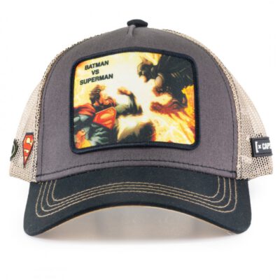 Gorra CAPSLAB rejilla y ajustable Trucker Batman VS Superman gris y beig